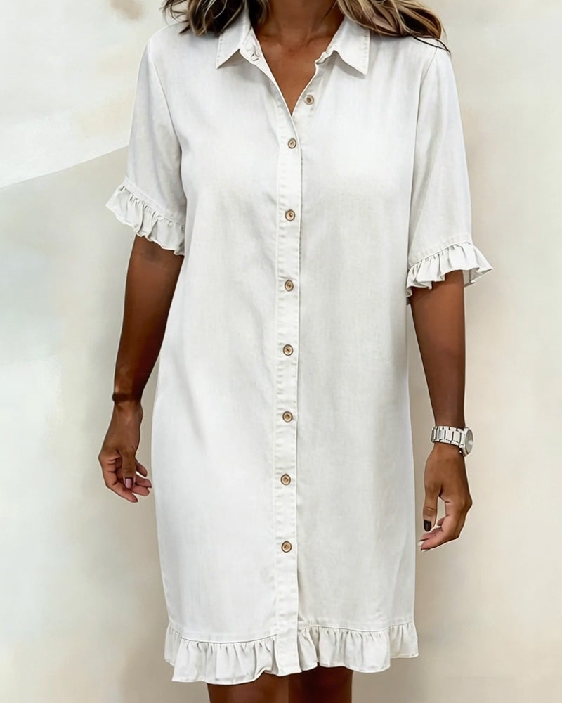 Women's Dress with Front Buttons and Comfortable Fit – Denim Style
