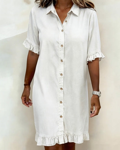 Women's Dress with Front Buttons and Comfortable Fit – Denim Style