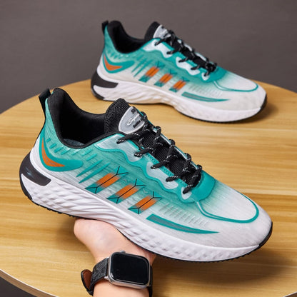 Men's Sport Sneakers with Laces, Thick Sole, and Round Toe