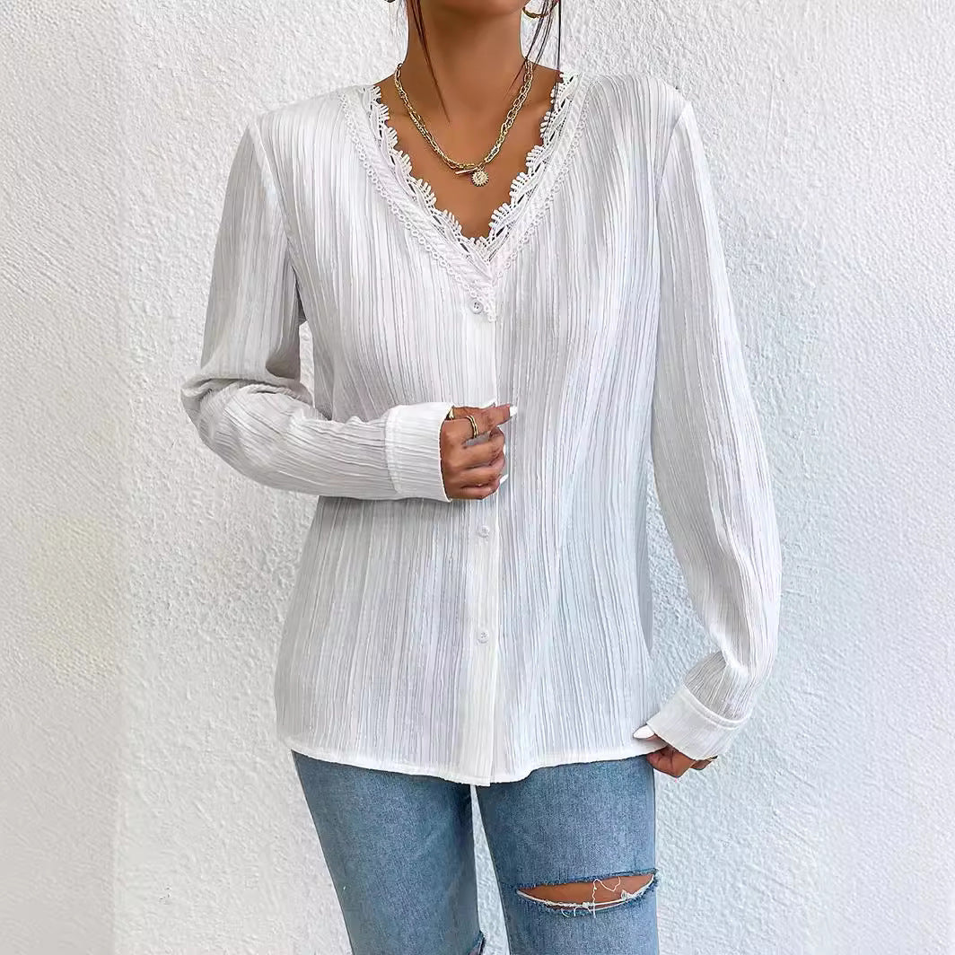 Camisa de mujer de manga larga y corte ajustado, con silueta entallada