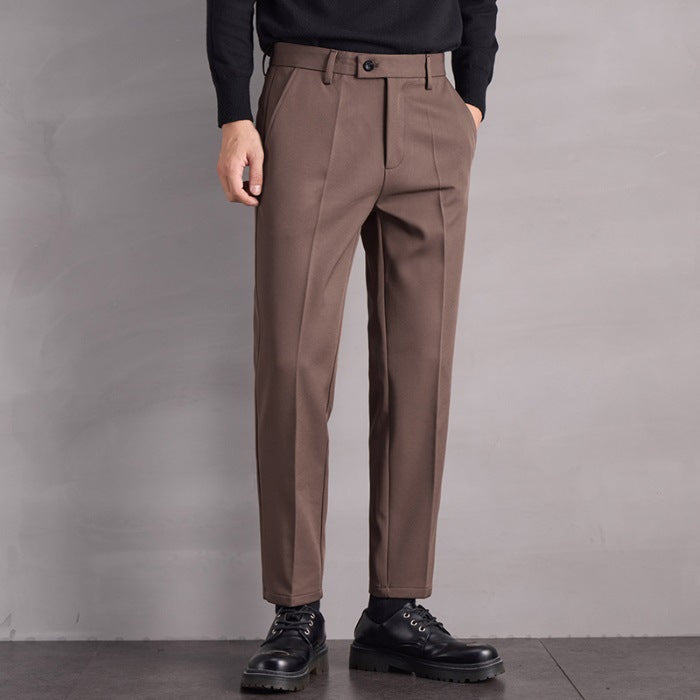 Pantaloni Uomo Dritti Vita Media con Cerniera e Microelasticità – Stile Versatile