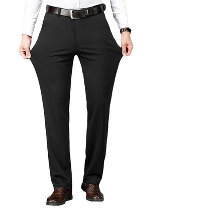 Pantaloni Uomo da Abito Dritti Business con Vita Media Elastica – Stile Formale