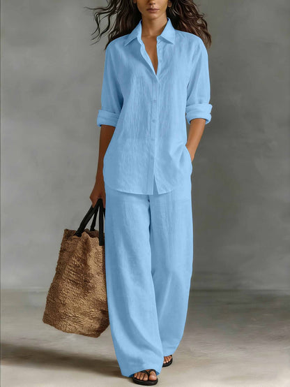 Completo Donna Due Pezzi con Top a Maniche Lunghe e Pantaloni a Gamba Dritta – Completo Casual Quotidiano