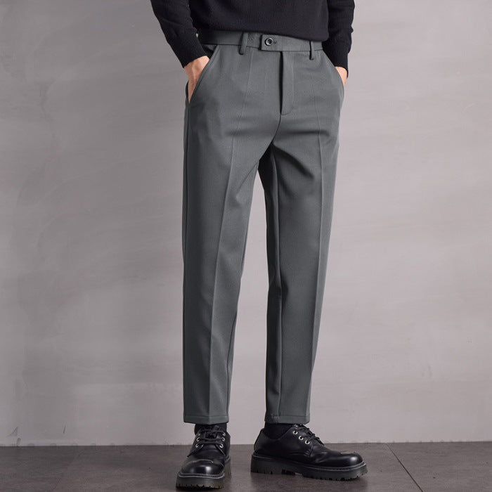 Pantaloni Uomo Dritti Vita Media con Cerniera e Microelasticità – Stile Versatile