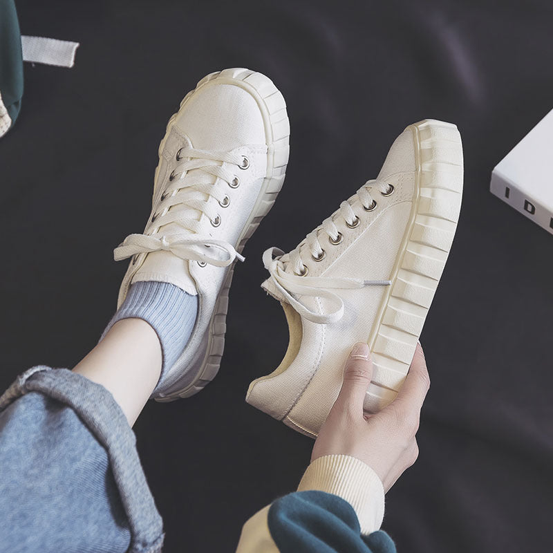 Women's Low-Top Canvas Sneakers with Laces – Rubber Sole