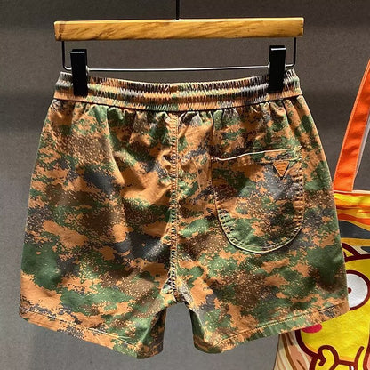 Pantaloncini Uomo Cropped a Gamba Dritta con Blocchi di Colore – Vestibilità Ampia