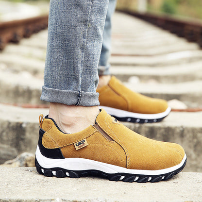 Men's Outdoor Slip-On Shoes with Suede Upper and Plastic Sole
