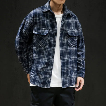 Giacca-Camicia Da Uomo A Quadri Con Motivo A Scacchi, Ideale Per La Stratificazione.
