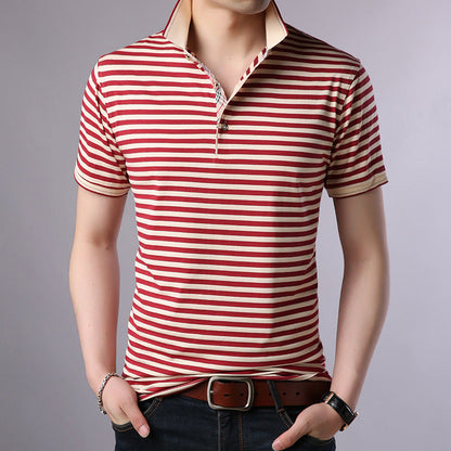 Polo Uomo Estiva a Maniche Corte con Stampa Geometrica No-Stiro – Cotton Blend