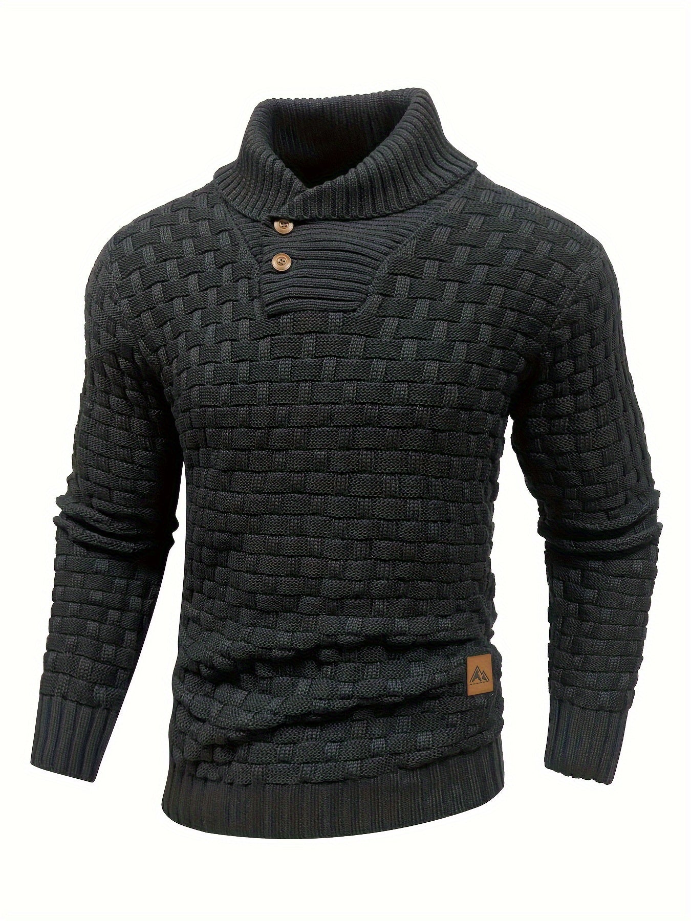 Maglione Uomo in Maglia Waffle con Collo a Sciarpa