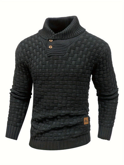Maglione Uomo in Maglia Waffle con Collo a Sciarpa
