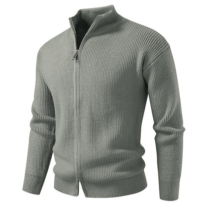 Men's Spring Cardigan with Zipper and Slim Fit
