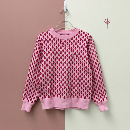 Maglione Donna Oversize con Stampa Fragole e Girocollo – Stile Casual