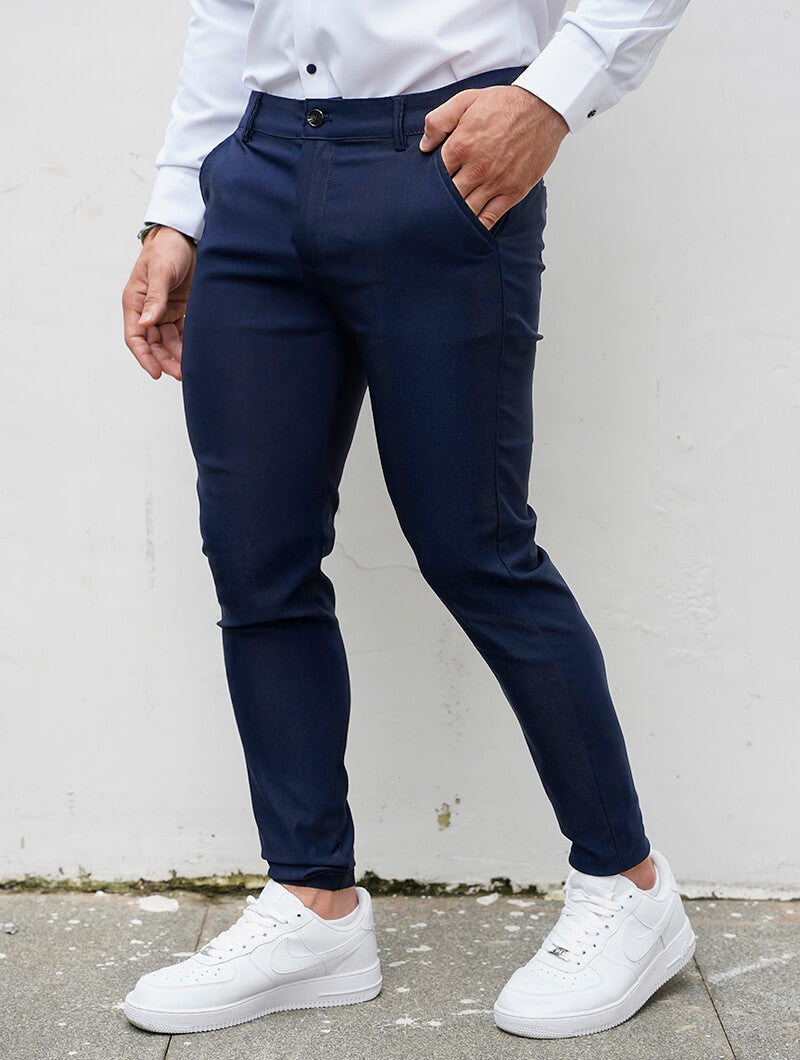 Herrebukser Slim Fit med Firevejs Stretch i Blå Farve