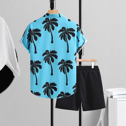 Men's Summer Set with Short Sleeve Shirt and Pants – Two-Piece Casual Outfit