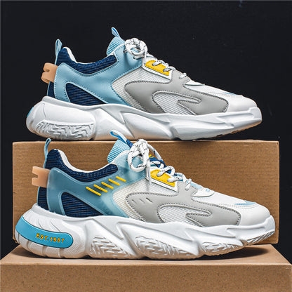 Zapatillas deportivas para hombre de tejido de malla transpirable, con cordones y diseño de paneles