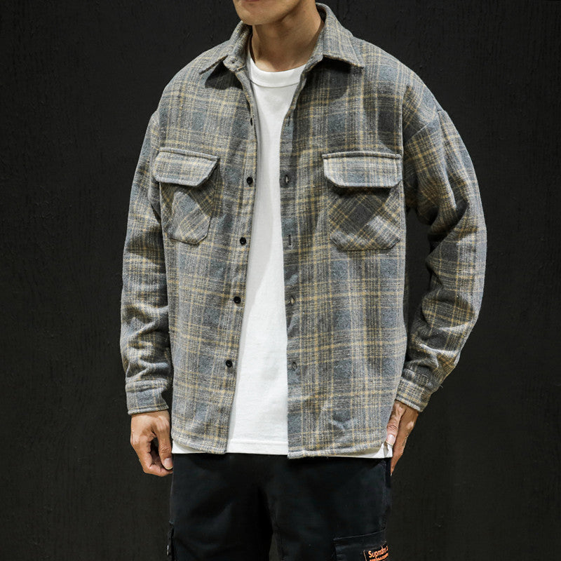 Giacca-Camicia Da Uomo A Quadri Con Motivo A Scacchi, Ideale Per La Stratificazione.