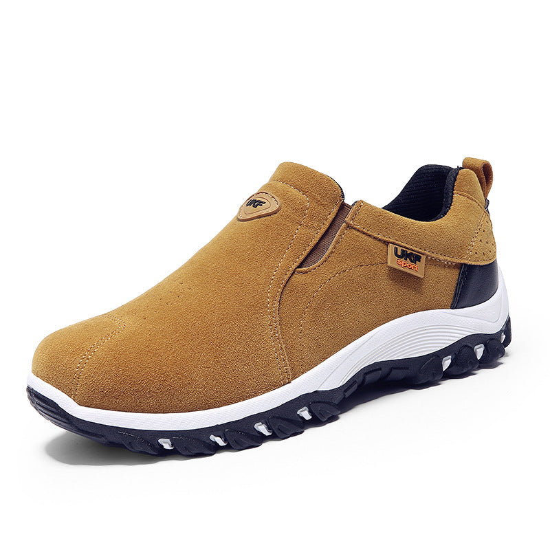 Men's Outdoor Slip-On Shoes with Suede Upper and Plastic Sole