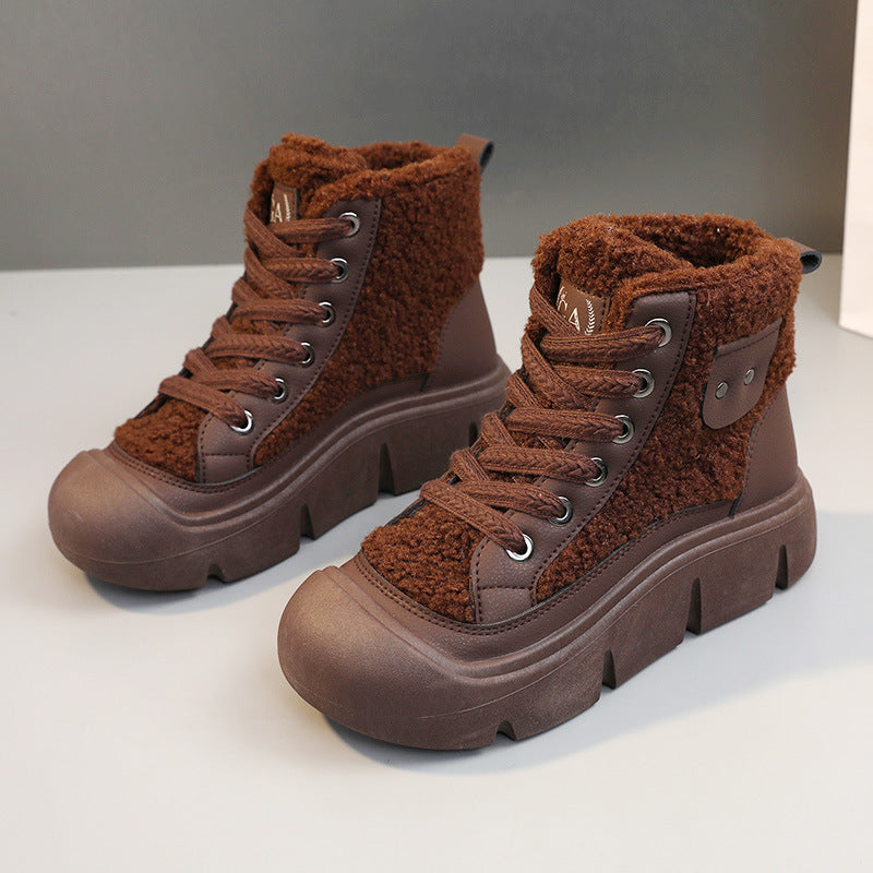 Sneakers Donna Invernali Alte con Lacci – Suola in Gomma Antiscivolo
