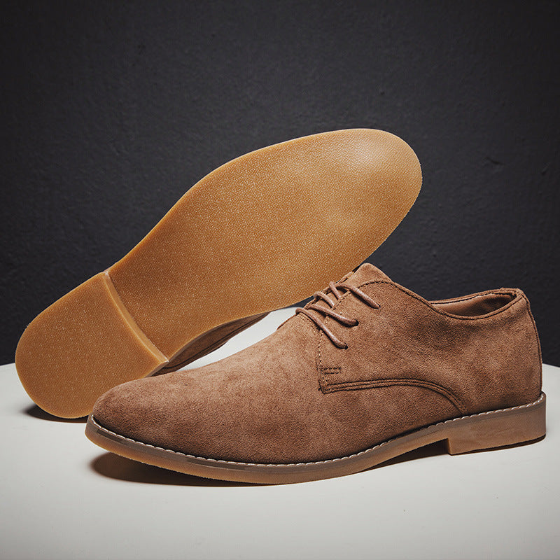 Scarpe Casual Uomo in Stile Britannico con Lacci e Finitura Effetto Scamosciato