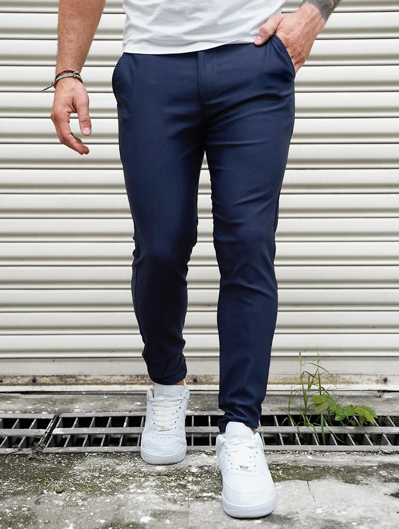 Herrebukser Slim Fit med Firevejs Stretch i Blå Farve