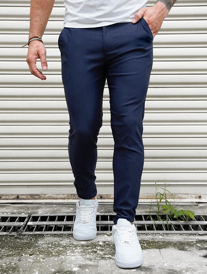 Herrebukser Slim Fit med Firevejs Stretch i Blå Farve
