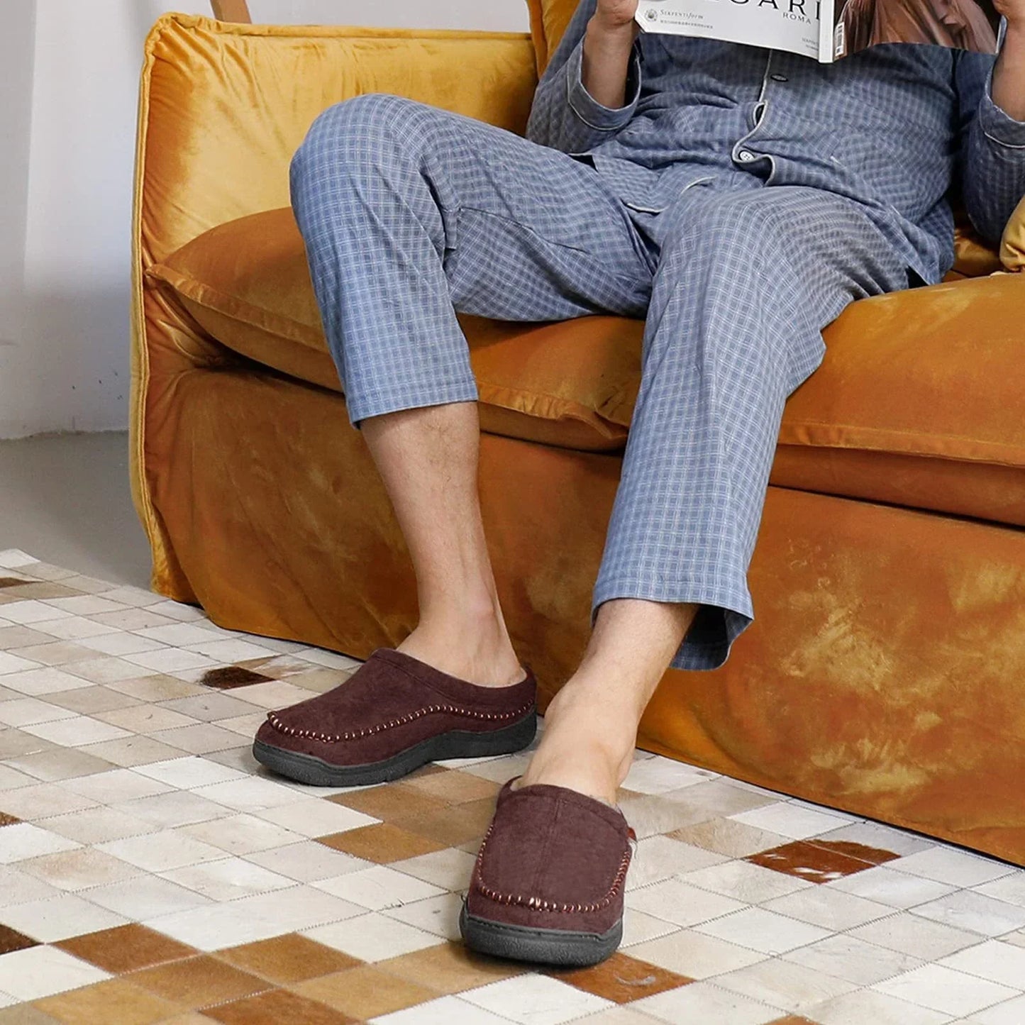 Mocassini Invernali Uomo Slip-On Punta Larga Antiscivolo Foderati in Peluche – Scarpe Calde