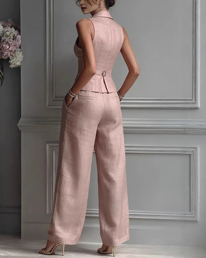 Completo Donna Due Pezzi con Gilet e Pantaloni a Gamba Dritta – Completo Elegante