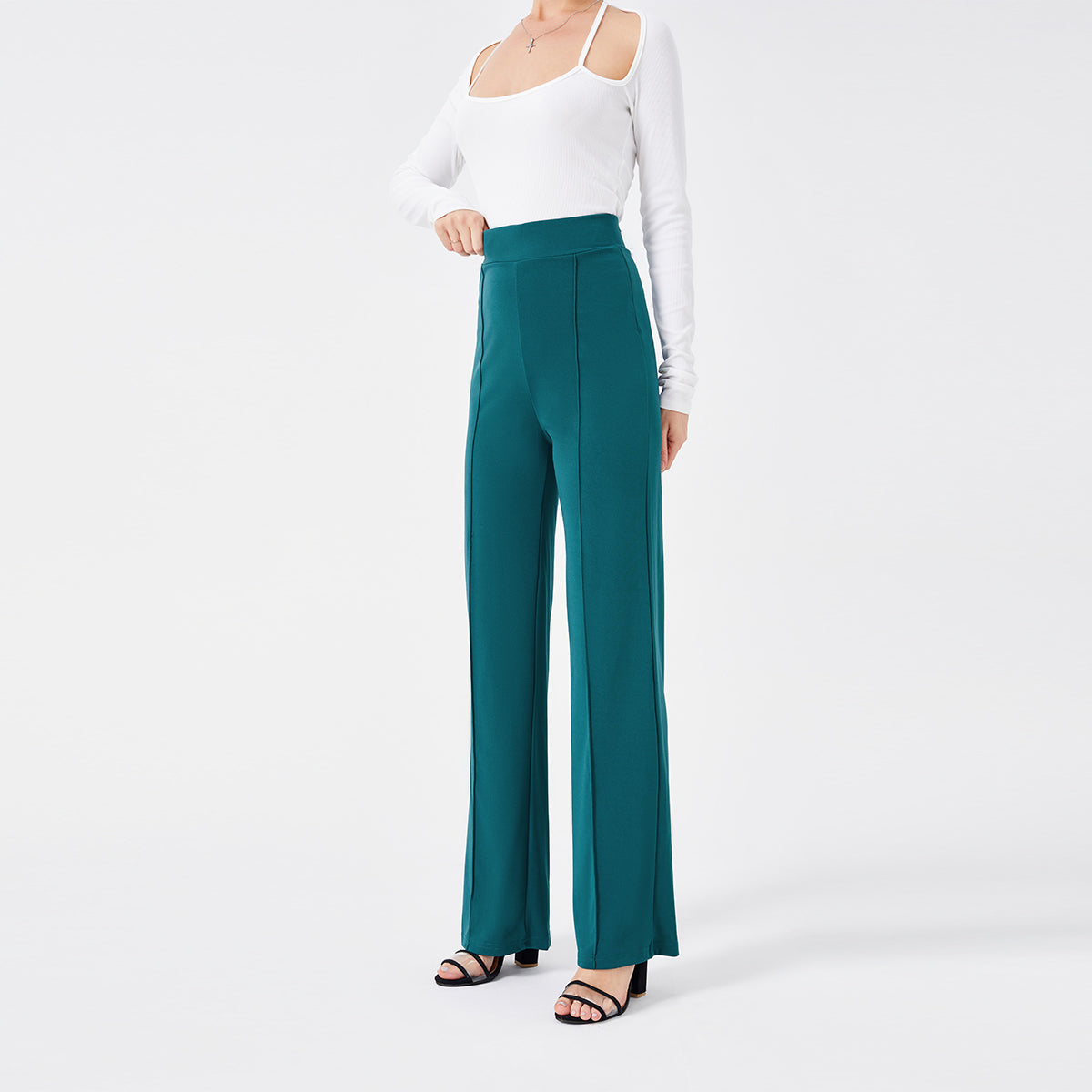 High-Waisted Slim Solid Color Women's Flared Pants