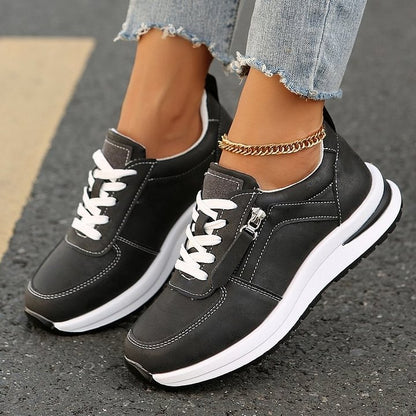Women's Sneakers with Side Zipper and Arch Support – Non-Slip Sole