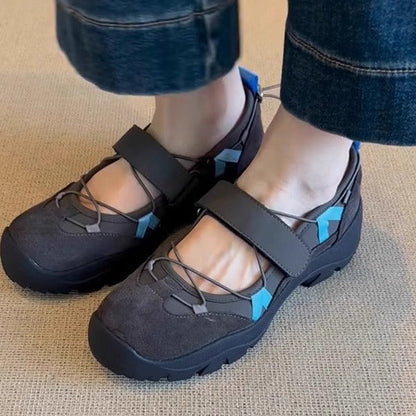 Scarpe Mary Jane Donna con Chiusura a Strappo, Suola Spessa e Punta Tonda – Scarpe Casual