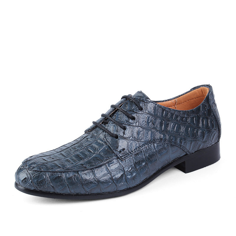 Scarpe Eleganti Uomo con Lacci, Punta Arrotondata e Finitura in Stile Coccodrillo