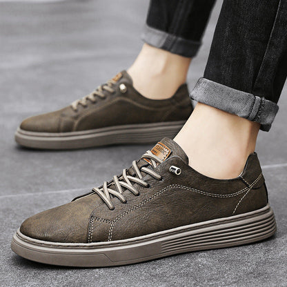 Men's Sneakers with Stitched Upper and Linear Silhouette