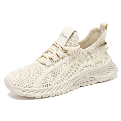 Løbesneakers til kvinder med snørebånd – åndbart mesh og PVC-sål
