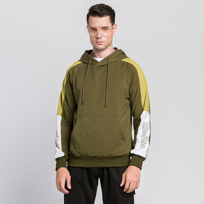 Men's Pullover Hoodie with Contrasting Letter Print