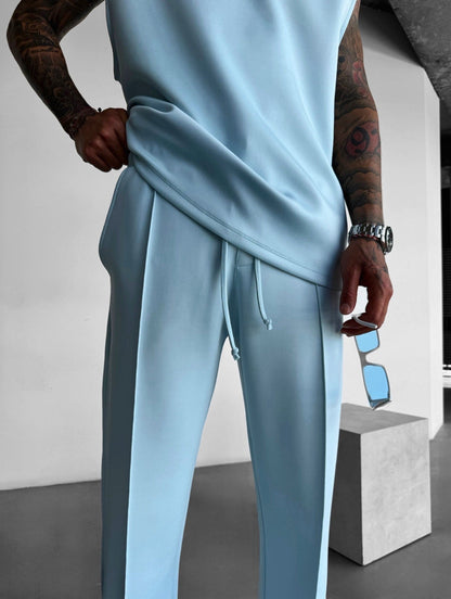 Men's Lounge Set with Sleeveless Top and Tailored Pants