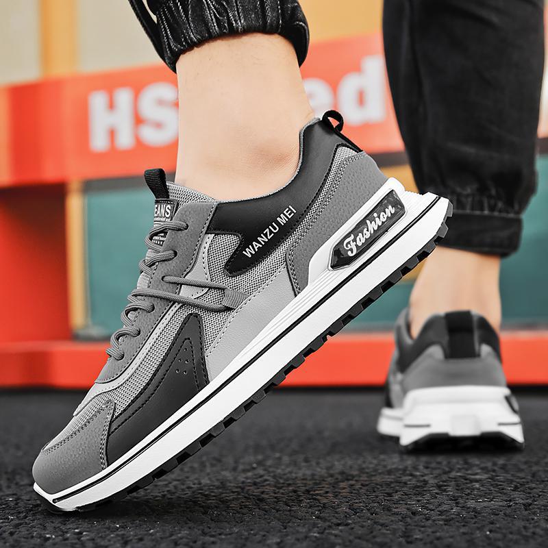 Men's Spring Sneakers with Round Toe, Medium Sole, and Mesh Upper