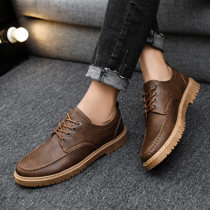 Zapatos brogue de hombre, modelo con cordones y suela de goma - aspecto de piel
