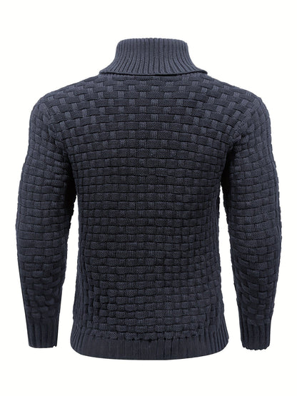 Maglione Uomo in Maglia Waffle con Collo a Sciarpa