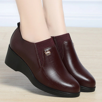 Women's Wedge Shoes with Round Toe and Slip-On Design – Casual Shoes