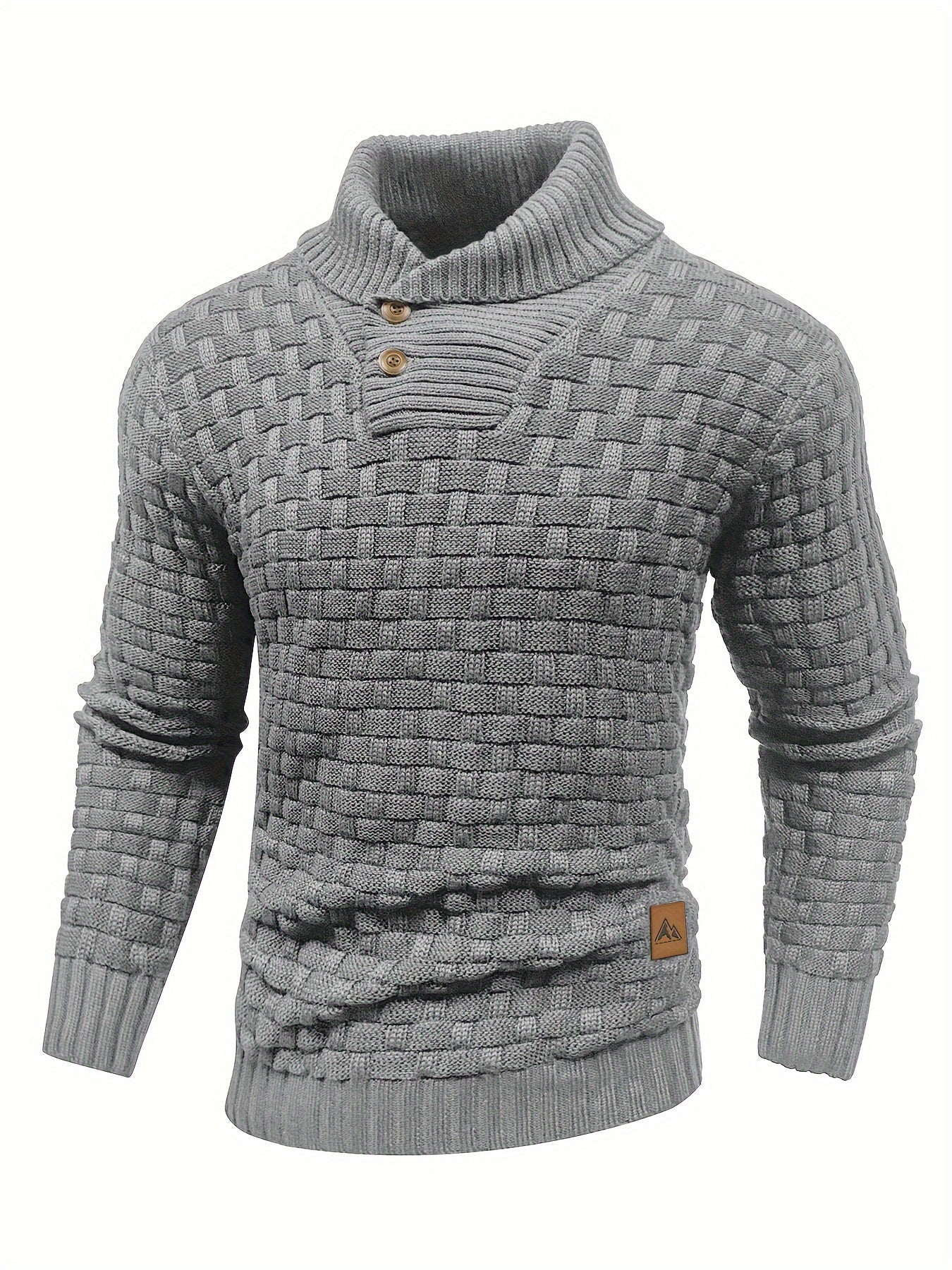 Maglione Uomo in Maglia Waffle con Collo a Sciarpa