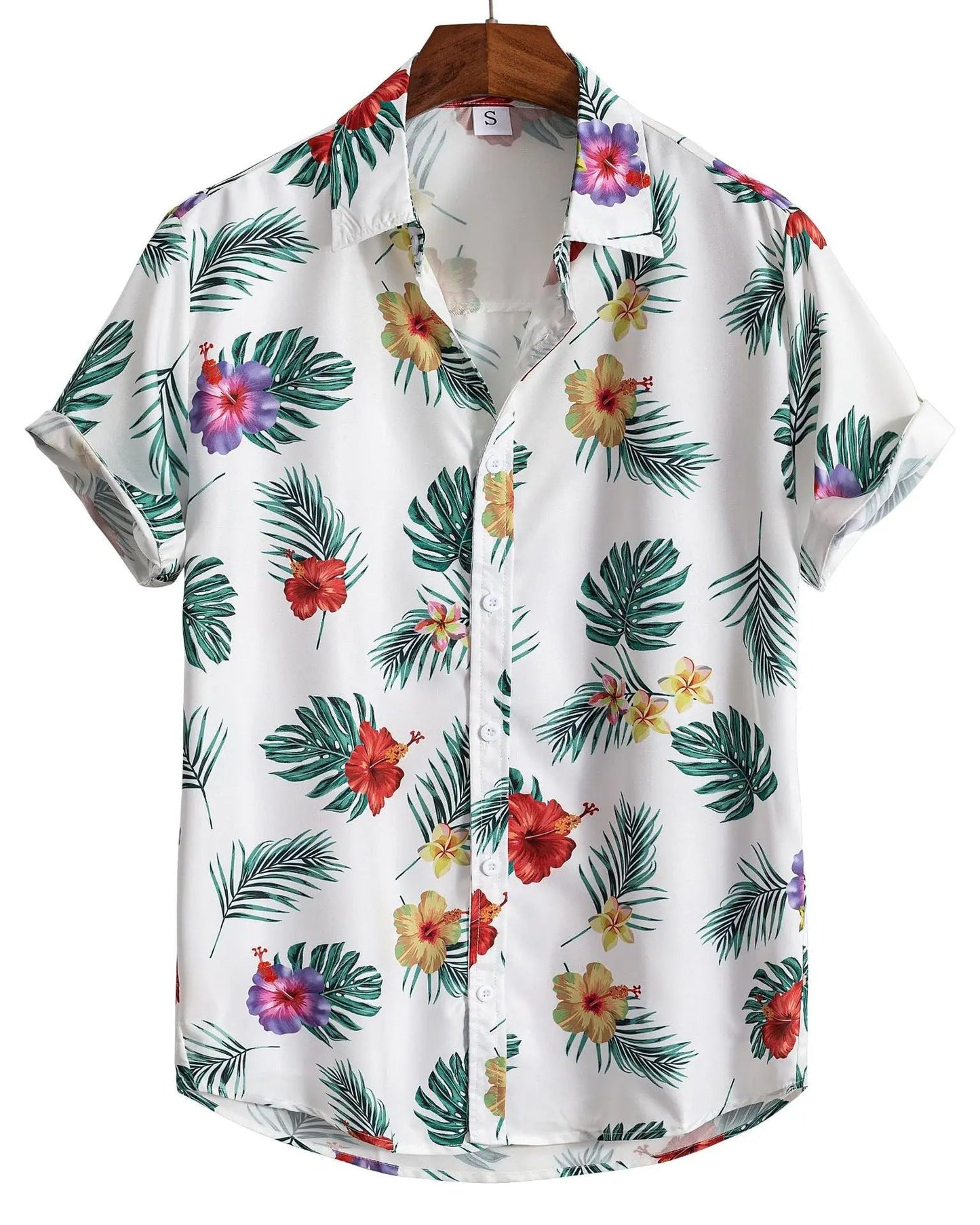 Camicia Uomo a Maniche Corte con Stampa Floreale e Bottoni – Leggera e Comoda