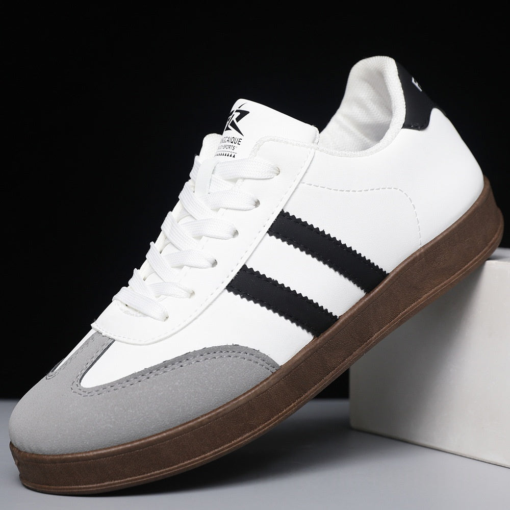 Sneakers Basse Da Uomo In Stile Retrò Con Strisce A Contrasto, Inserti Effetto Scamosciato E Suola Piatta.