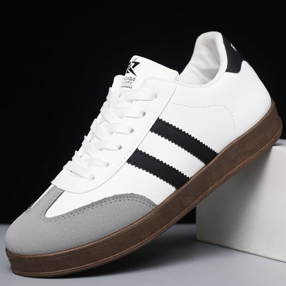 Sneakers Basse Da Uomo In Stile Retrò Con Strisce A Contrasto, Inserti Effetto Scamosciato E Suola Piatta.