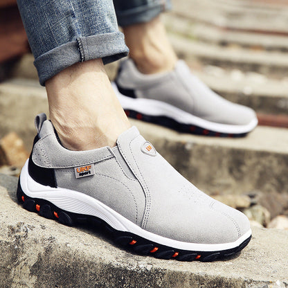 Men's Outdoor Slip-On Shoes with Suede Upper and Plastic Sole