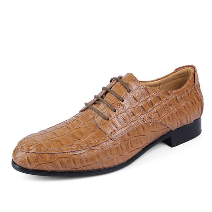 Scarpe Eleganti Uomo con Lacci, Punta Arrotondata e Finitura in Stile Coccodrillo