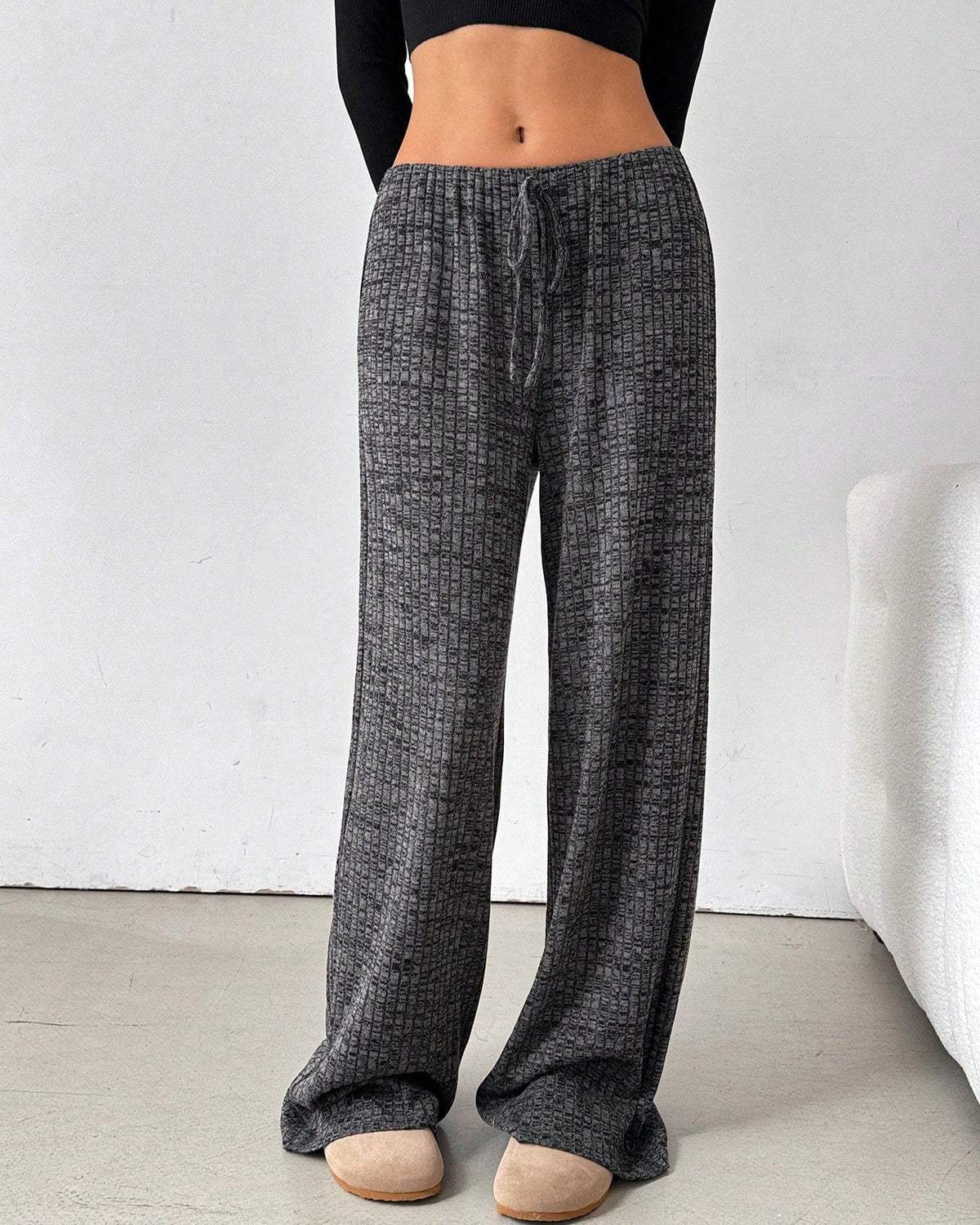 Pantalones de mujer de algodón y pernera recta con estampado de rayas