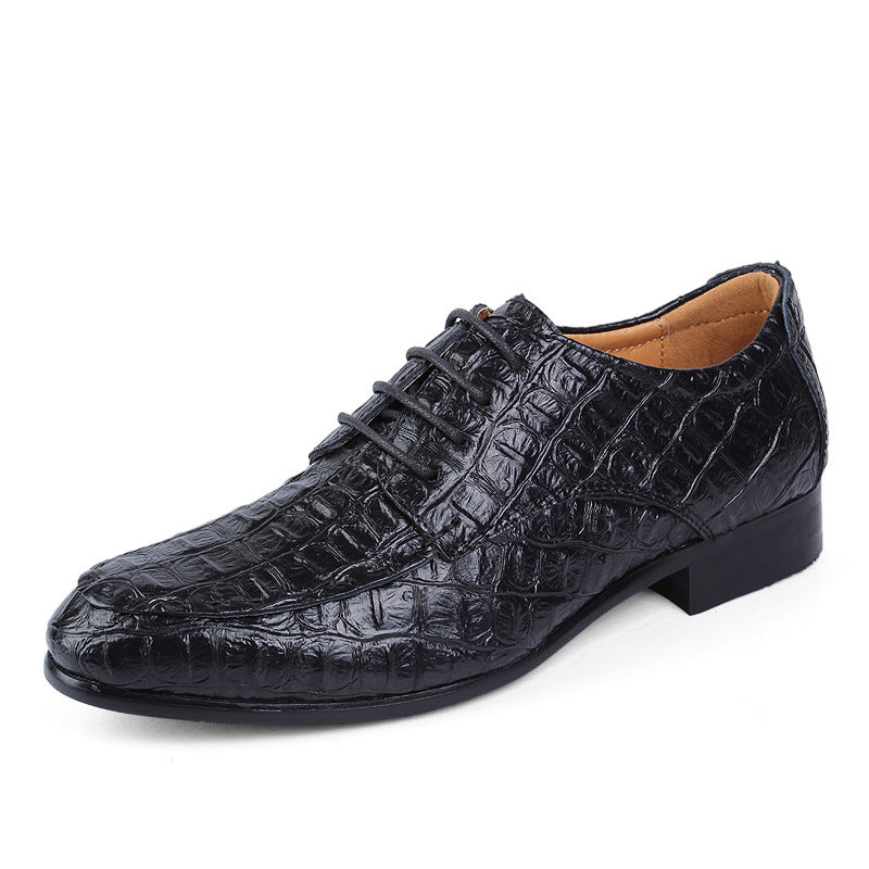Scarpe Eleganti Uomo con Lacci, Punta Arrotondata e Finitura in Stile Coccodrillo
