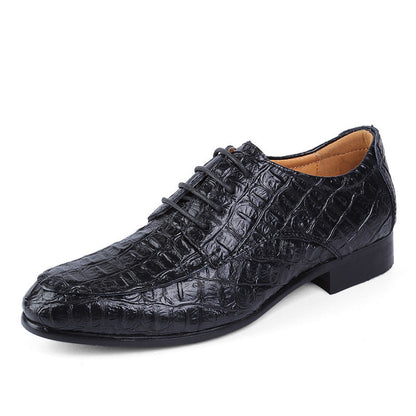 Scarpe Eleganti Uomo con Lacci, Punta Arrotondata e Finitura in Stile Coccodrillo