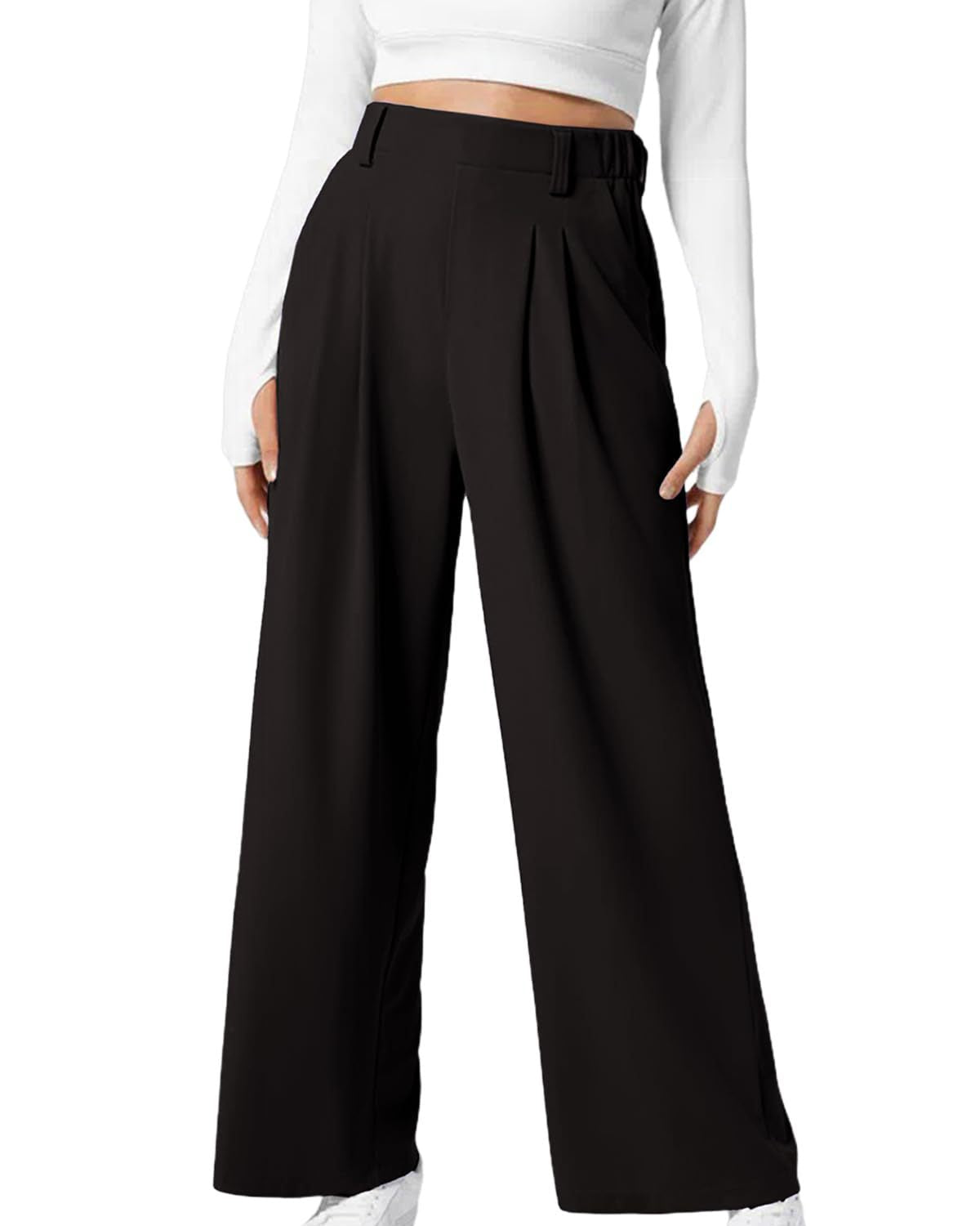High-Waisted Women's Waffle Knit Wide-Leg Pants